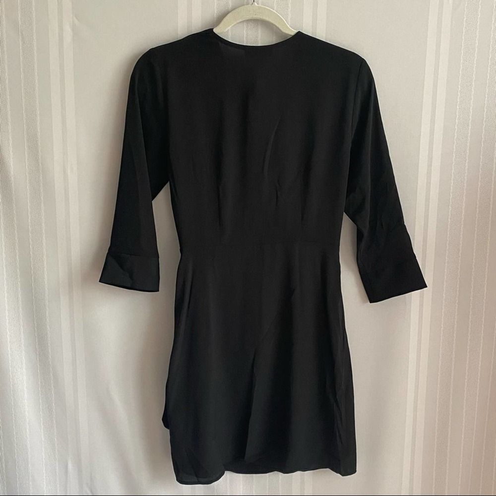 Topshop 3/4 Sleeve Belted Wrap Mini Dress Black Size 4 Small V-Neck Party - Picture 10 of 10
